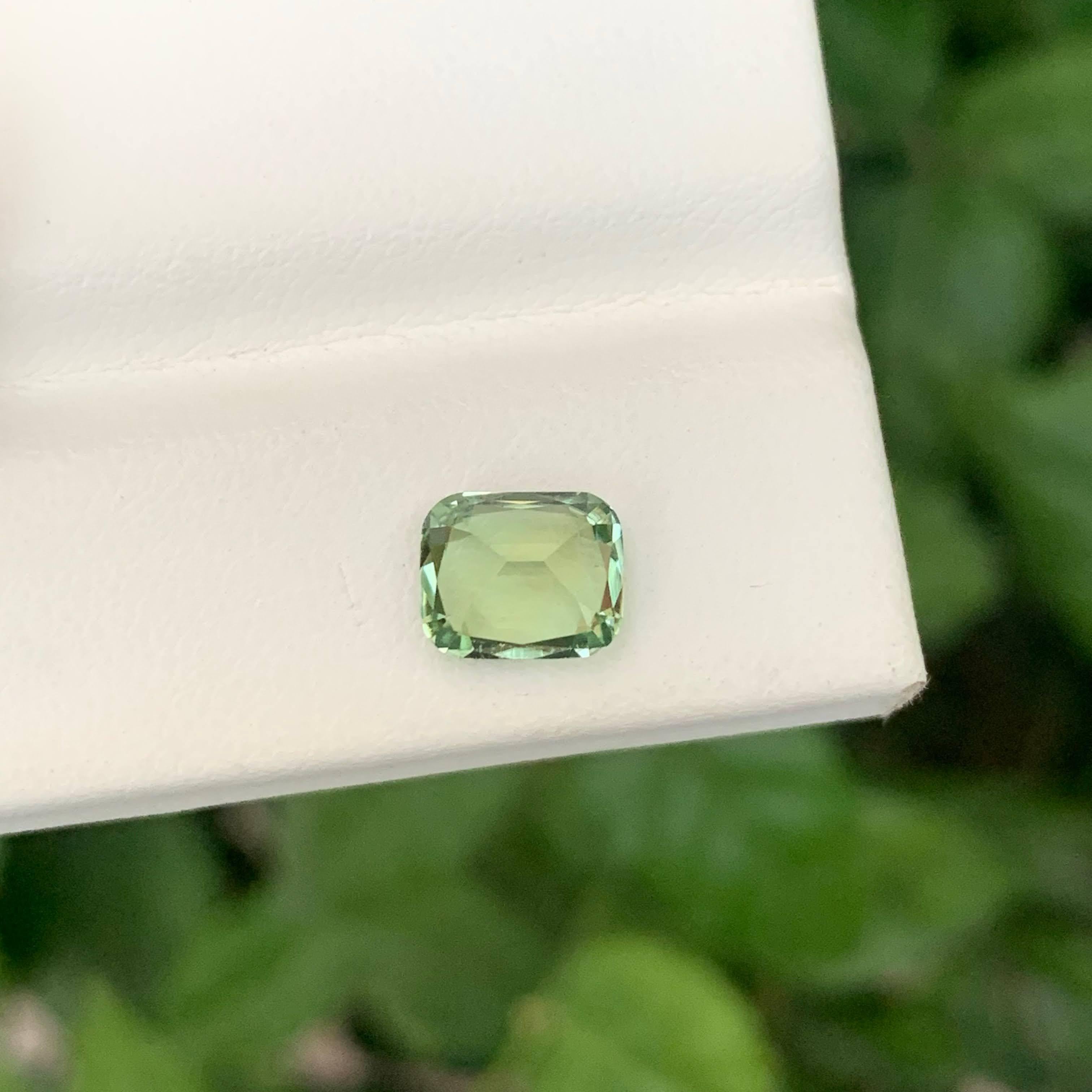 1.65 Carat Natural Loose Light Green Tourmaline Cushion Cut Afghan Gemstone (pierre précieuse afghane) en vente 2