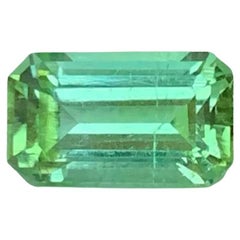 1.65 Carat Natural Loose Mint Green Tourmaline Emerald Cut Afghan Gemstone