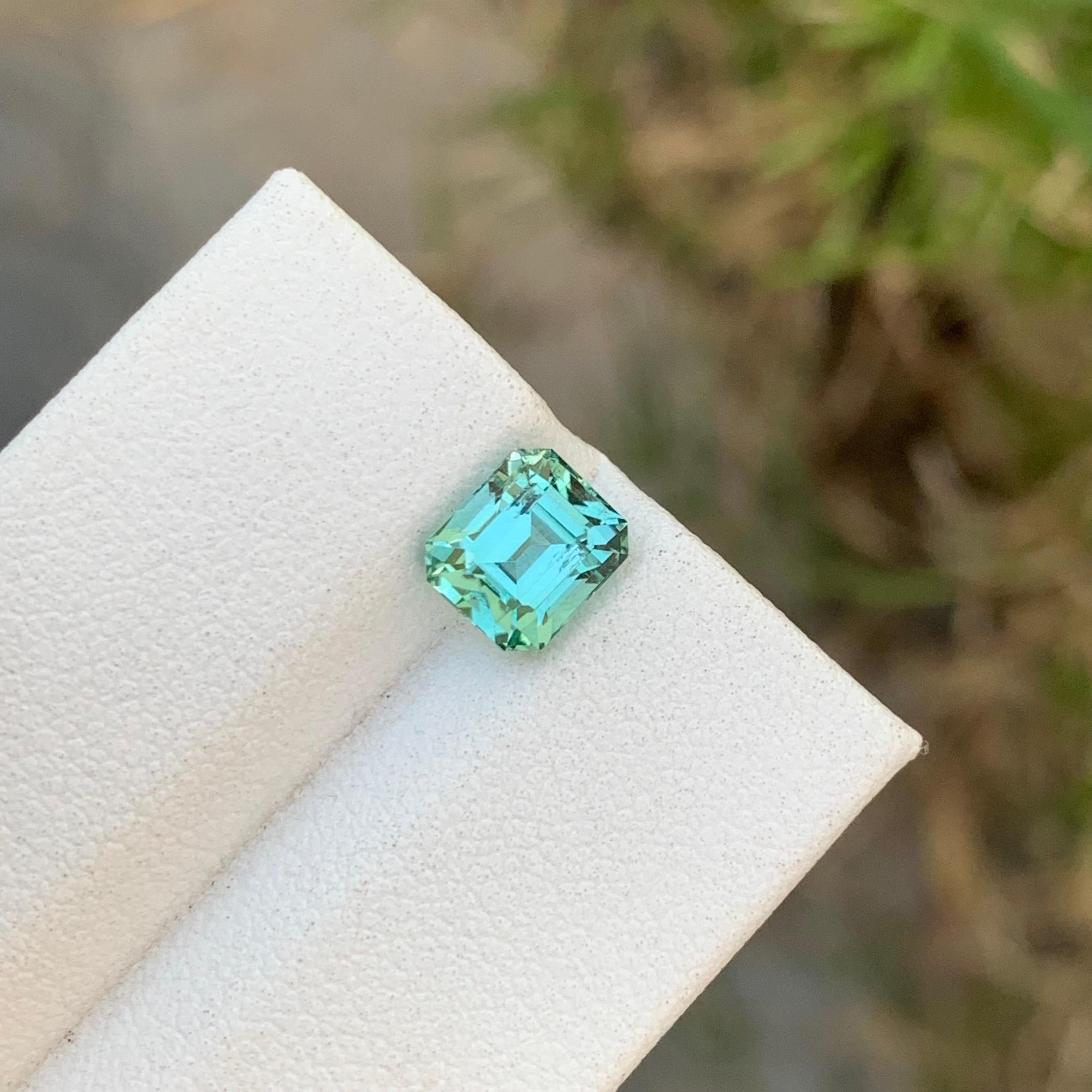 1.65 Carat Natural Loose Mint Tourmaline Emerald Shape Gem For Jewellery For Sale 4