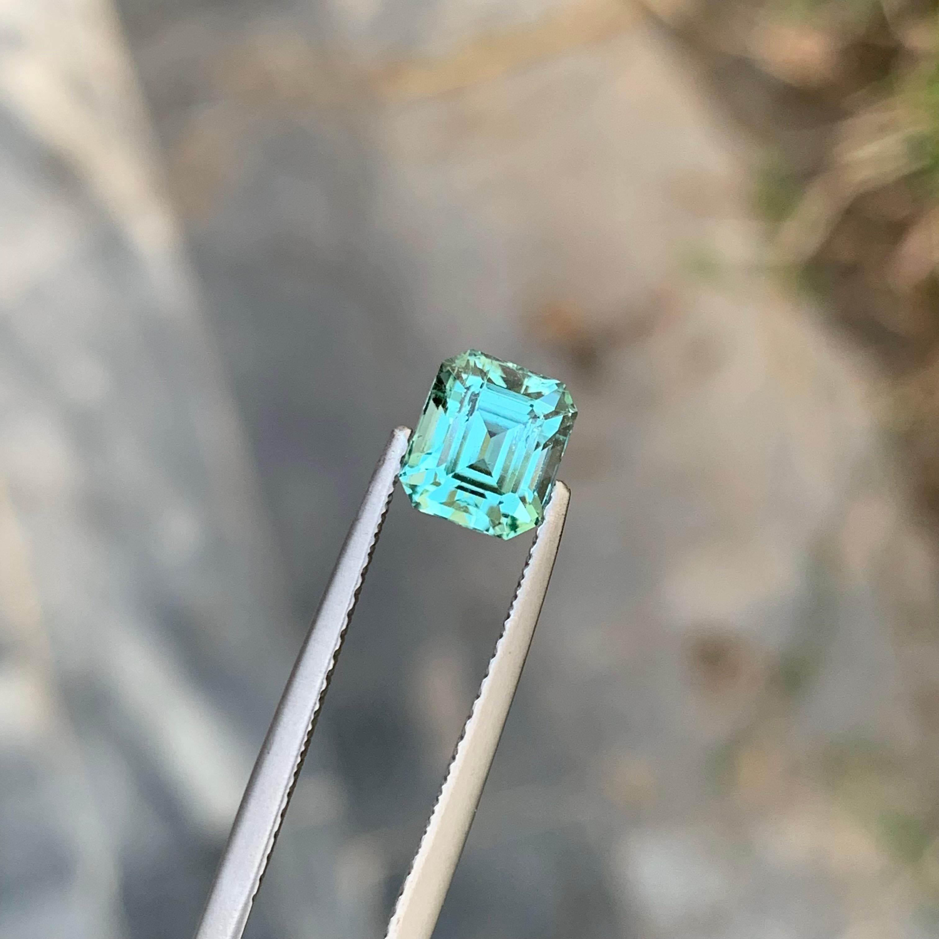 1.65 Carat Natural Loose Mint Tourmaline Emerald Shape Gem For Jewellery For Sale 5
