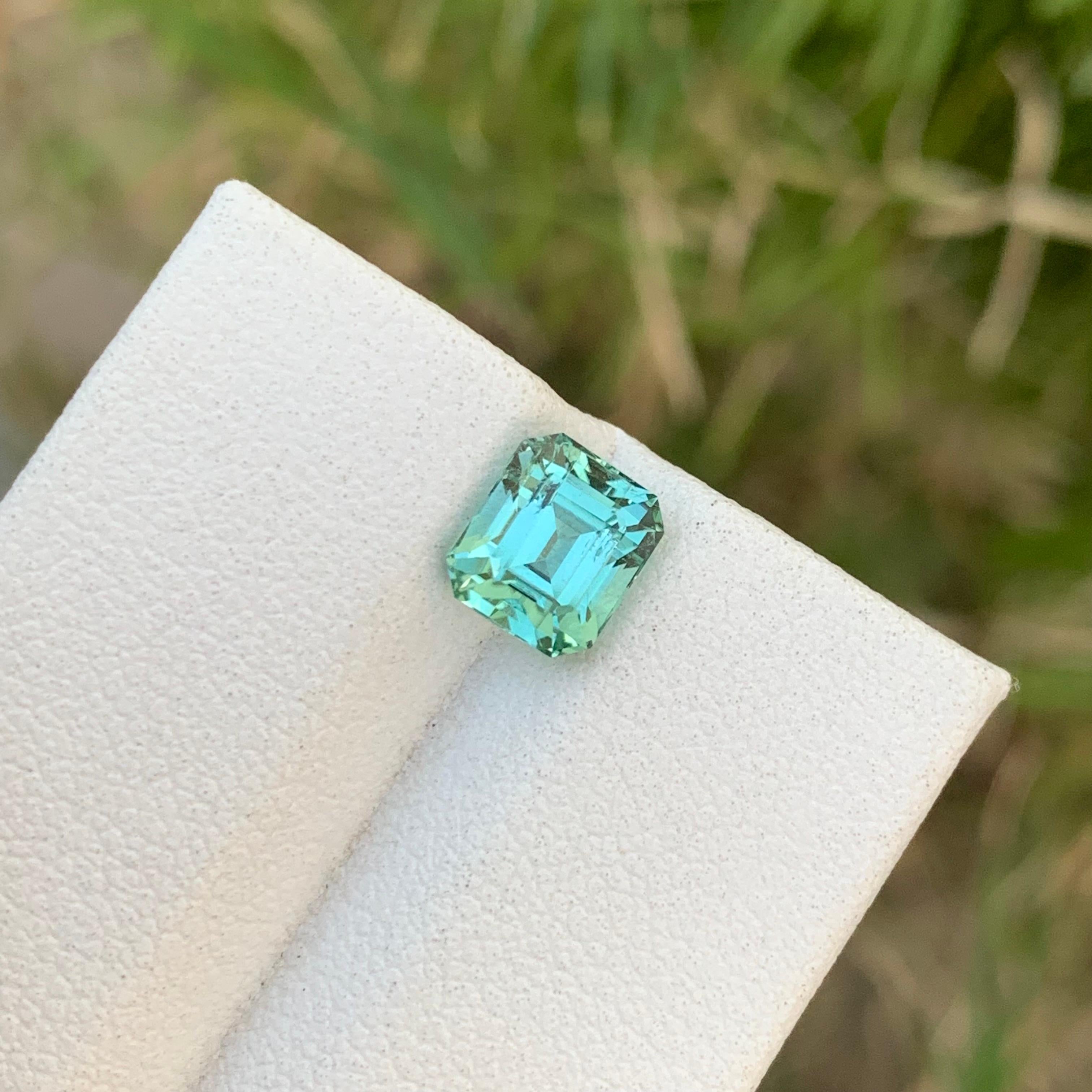 Emerald Cut 1.65 Carat Natural Loose Mint Tourmaline Emerald Shape Gem For Jewellery For Sale