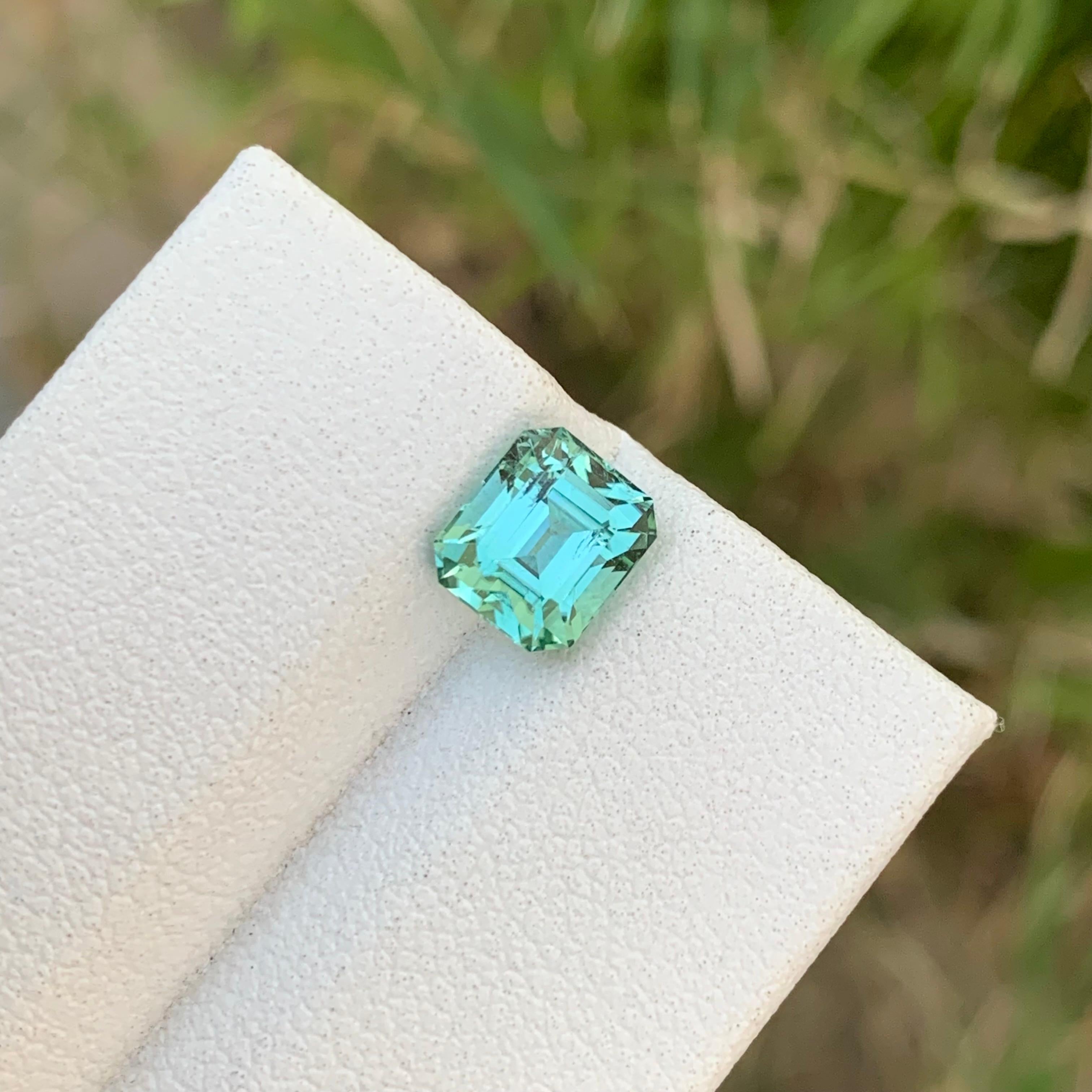 1.65 Carat Natural Loose Mint Tourmaline Emerald Shape Gem For Jewellery For Sale 1