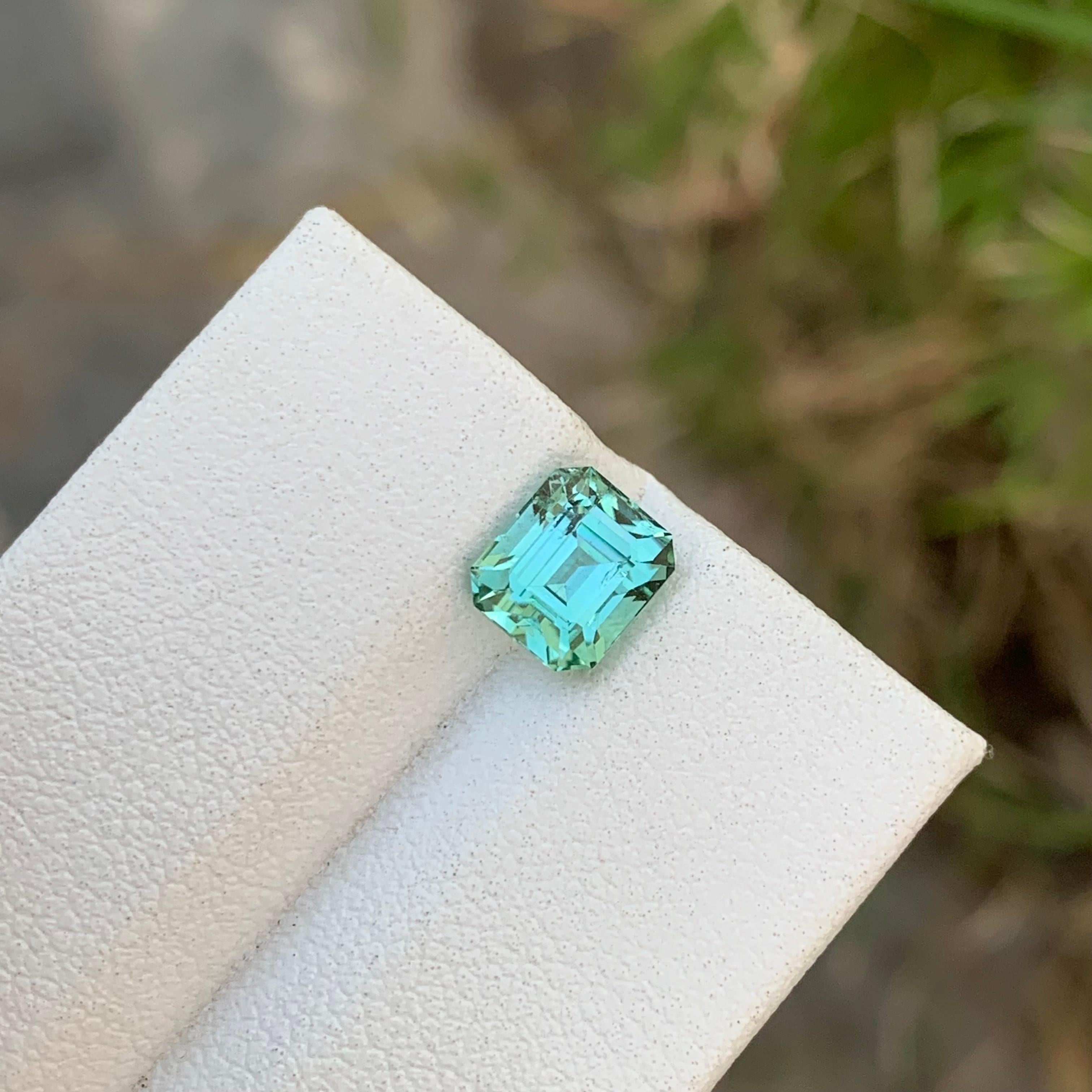 1.65 Carat Natural Loose Mint Tourmaline Emerald Shape Gem For Jewellery For Sale 2