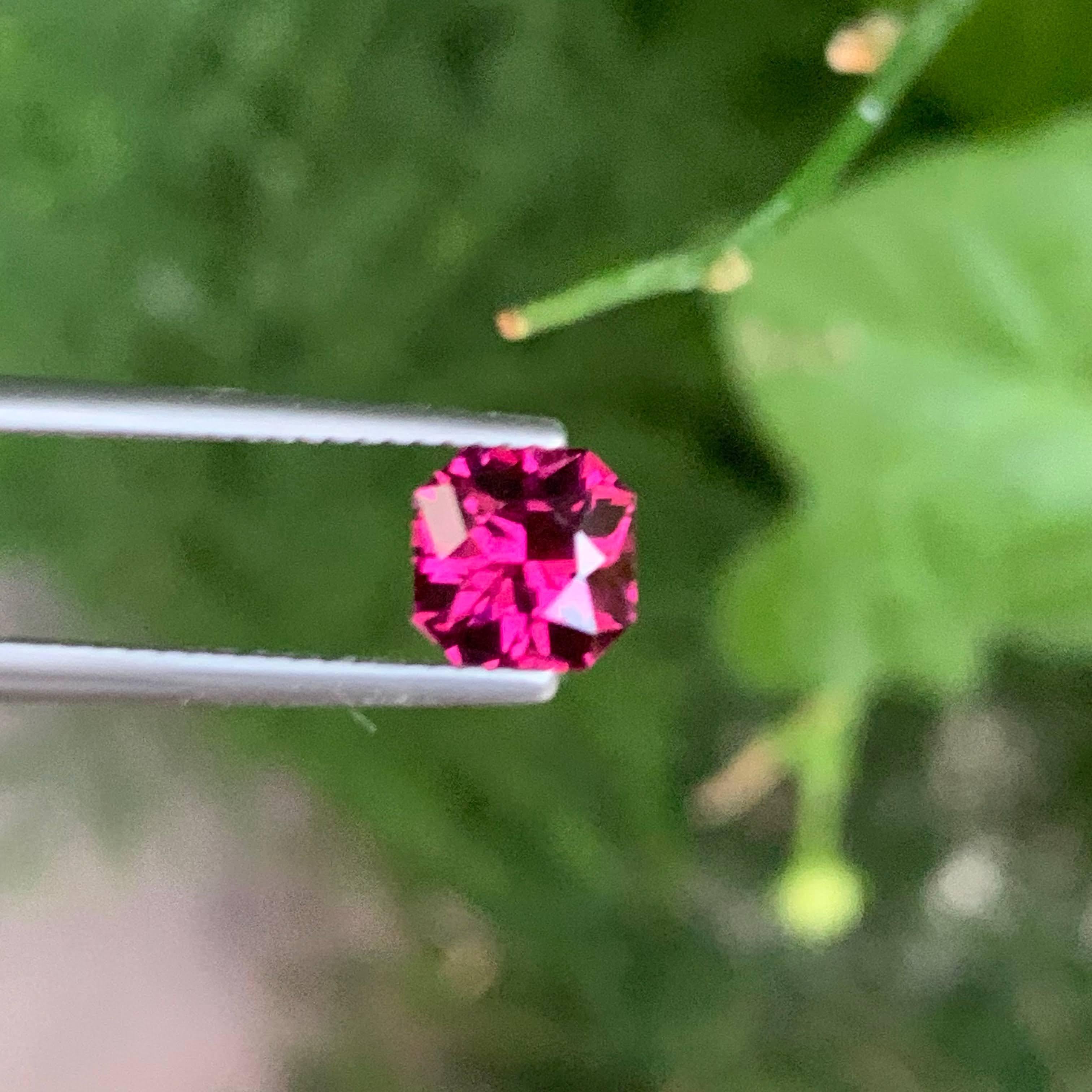 Women's or Men's 1.65 Carat Natural Loose Pink Garnet Step Asscher Cut Natural African Gemstone For Sale