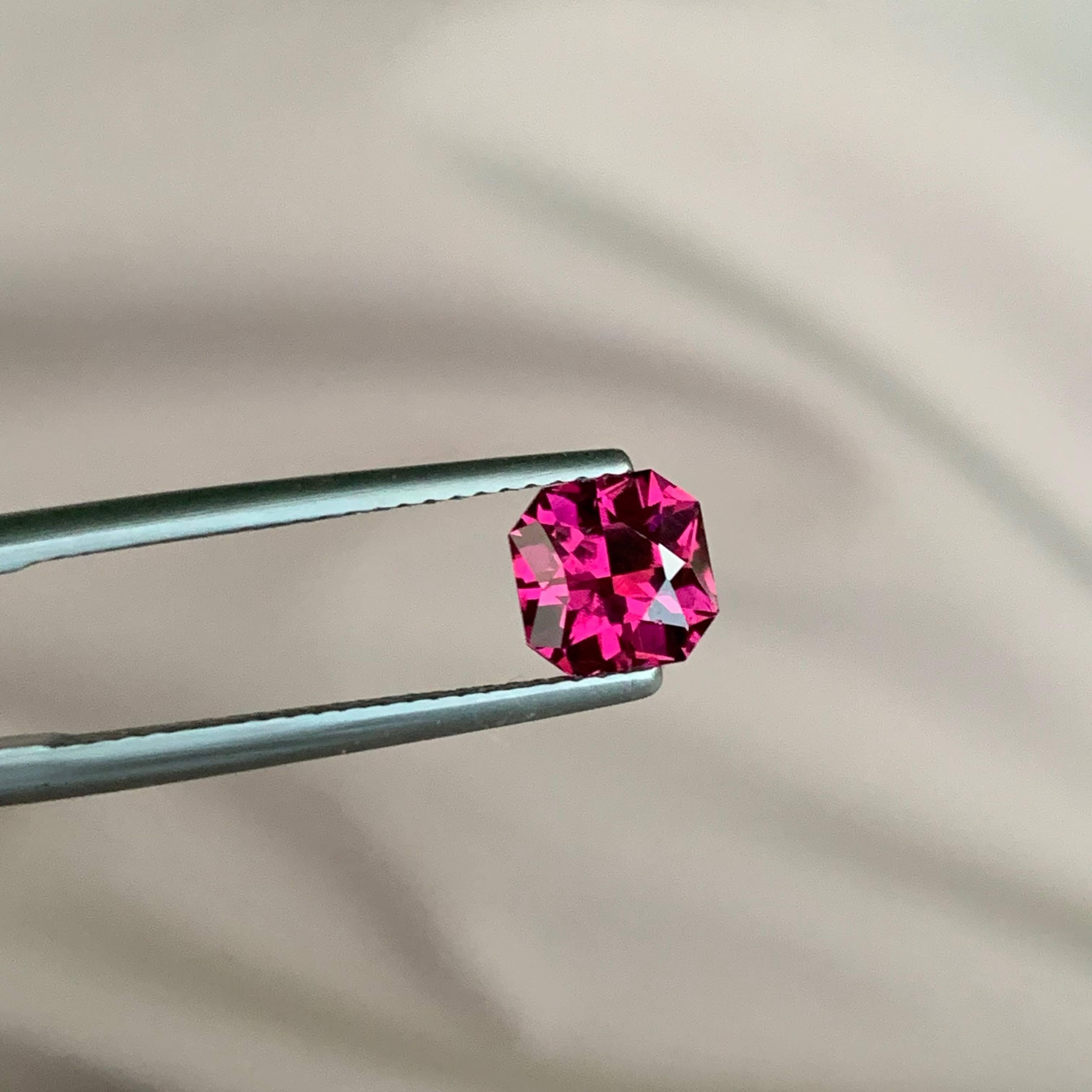 1.65 Carat Natural Loose Pink Garnet Step Asscher Cut Natural African Gemstone For Sale 1