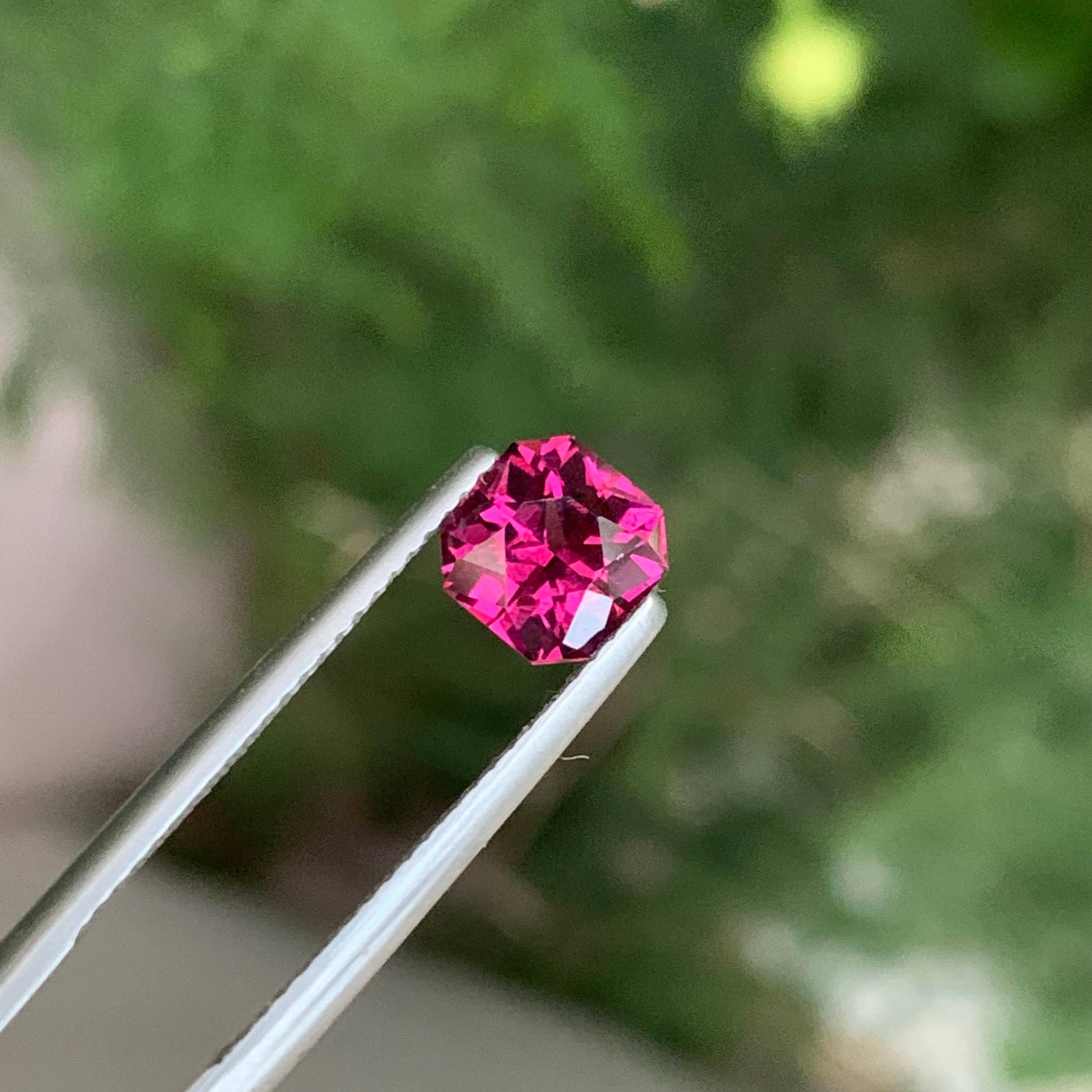 1.65 Carat Natural Loose Pink Garnet Step Asscher Cut Natural African Gemstone For Sale 2