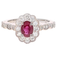 1.65 Carat Natural Ruby Diamond White Gold Bridal Ring