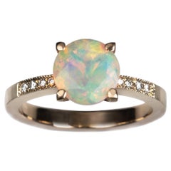 1.65 Carat Opal accented with Reclaimed Diamonds, Yellow Gold Engagement Ring