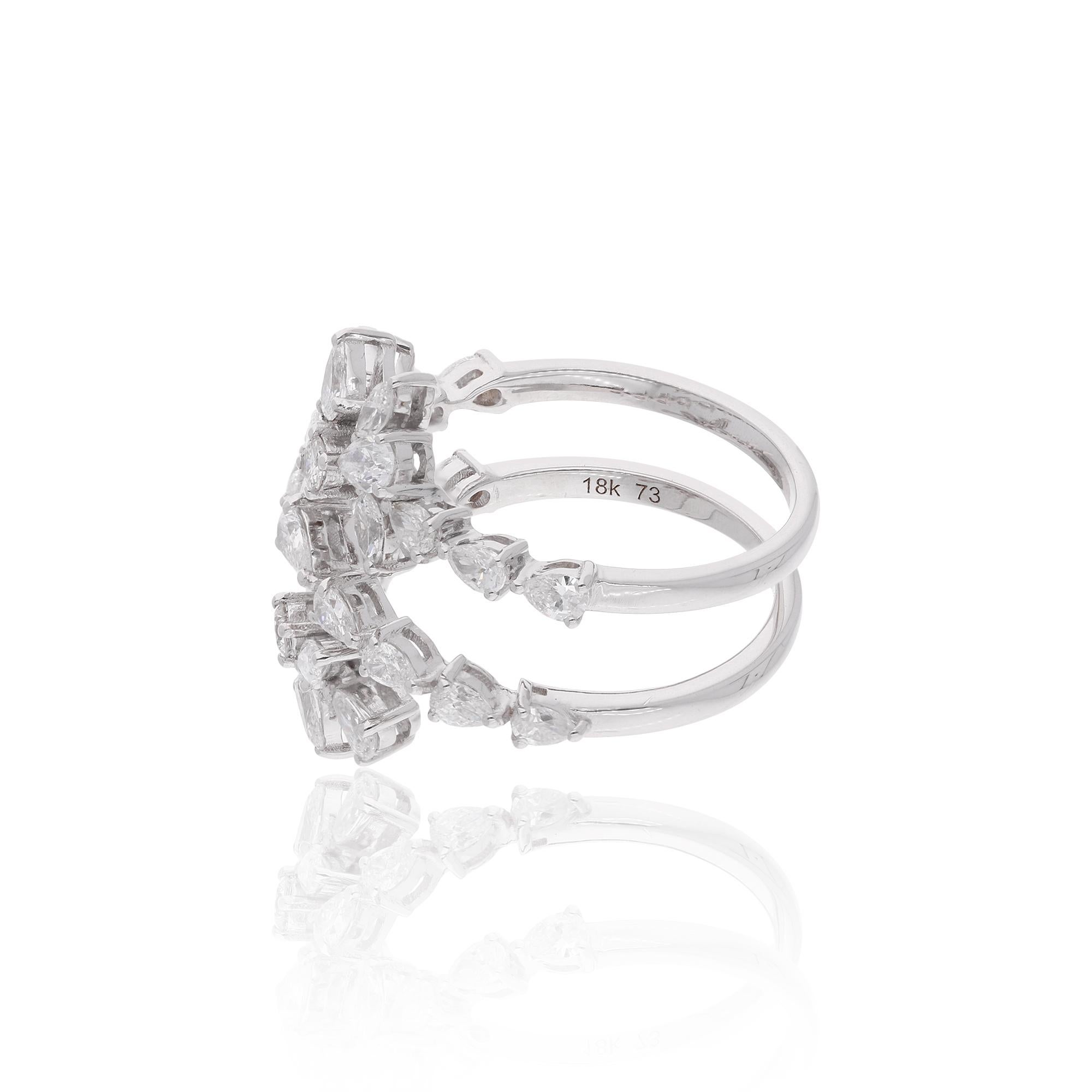 Embrace the eternal beauty and sophistication of this stunning 1.65 Carat Pear Round Marquise Diamond Spring Ring, meticulously crafted in exquisite 14 Karat White Gold. This captivating piece of fine jewelry is a radiant celebration of timeless