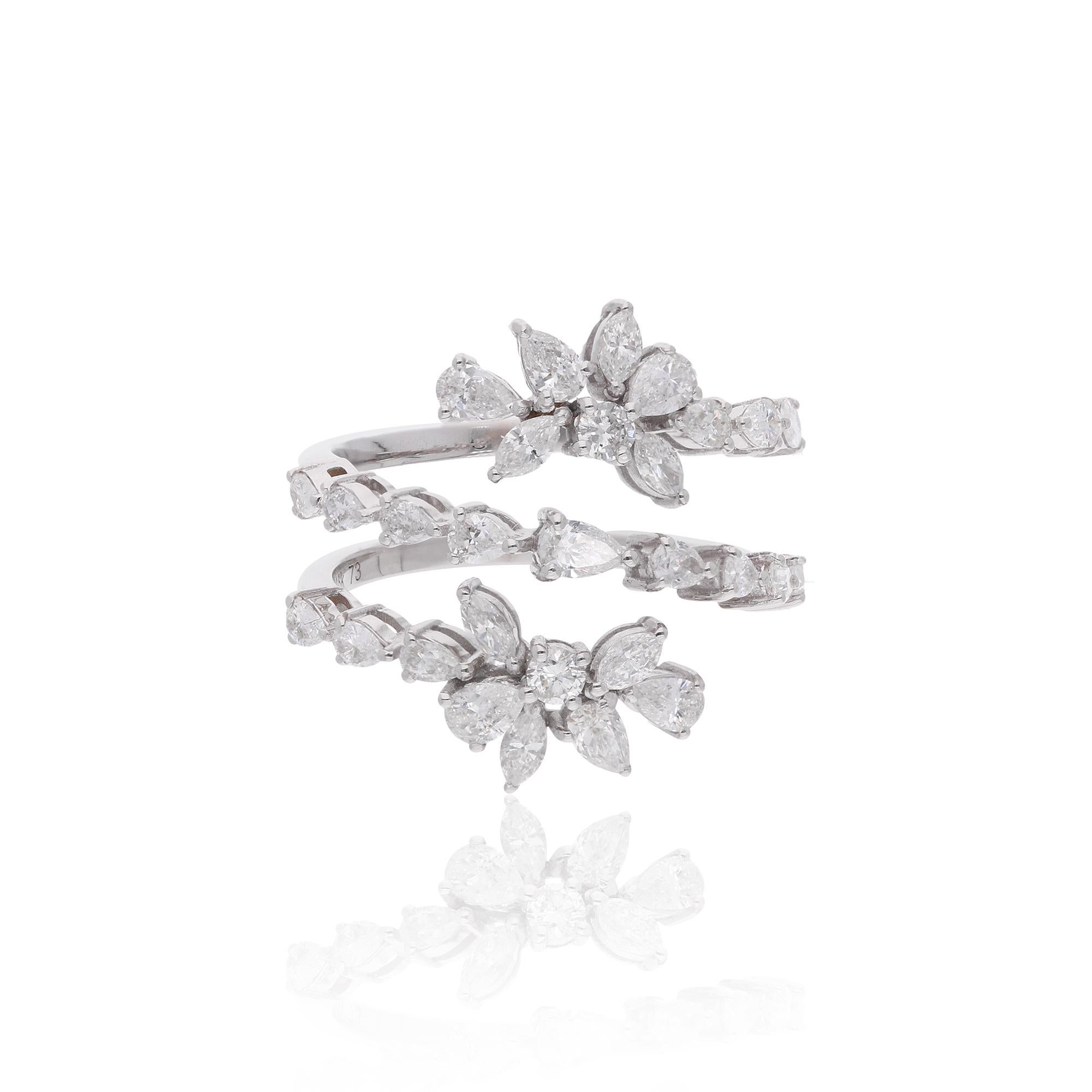 Anello a molla con diamante tondo e marquise a pera da 1,65 carati Gioielli in oro bianco 14 carati