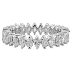1.65 Carat Pear Shape Diamond Band Ring 14 Karat White Gold Handmade Jewelry