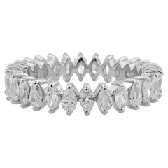 1.65 Carat Pear Shape Diamond Band Ring 18 Karat White Gold Handmade Jewelry