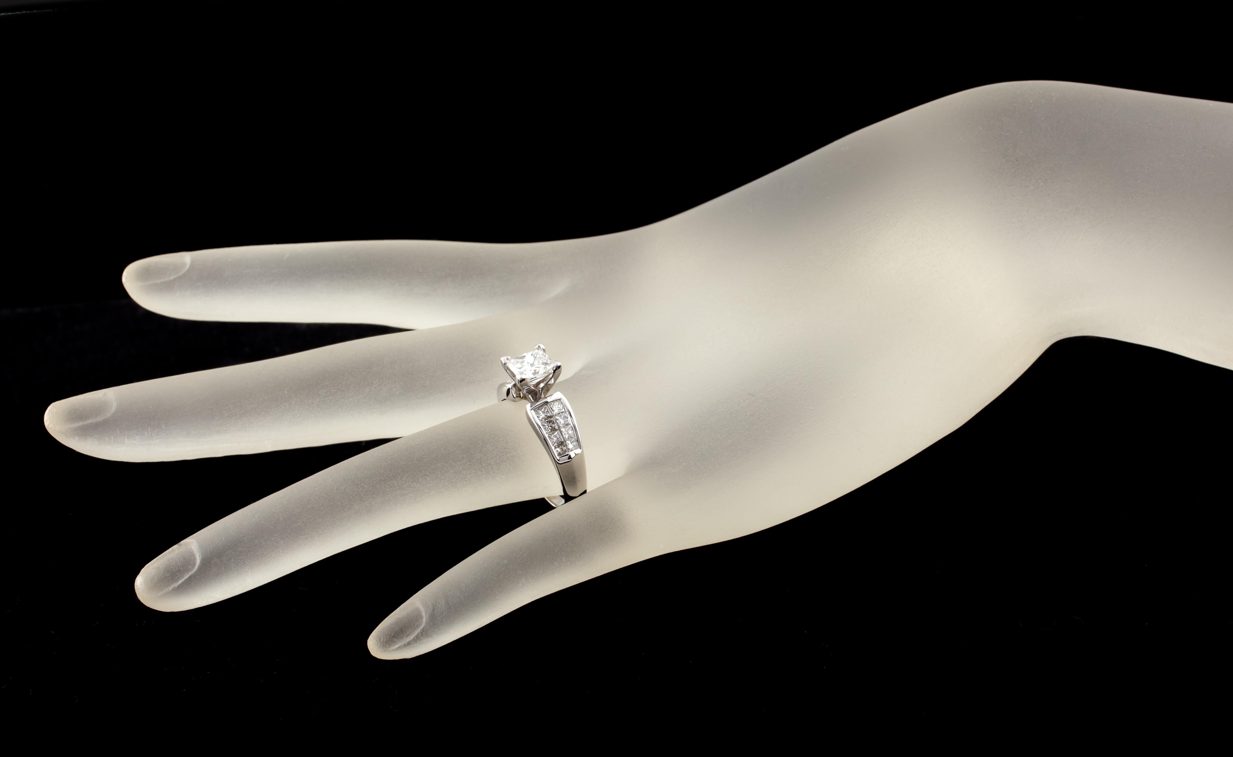 1 carat diamond ring princess cut white gold