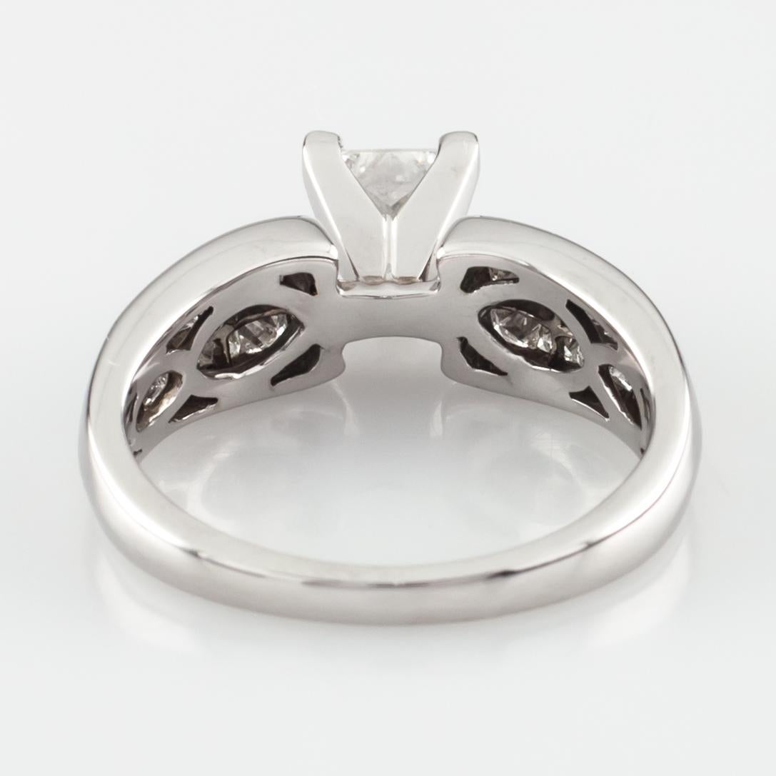 Women's 1.65 Carat Princess Cut Diamond 14 Karat White Gold Ring IGI Certified