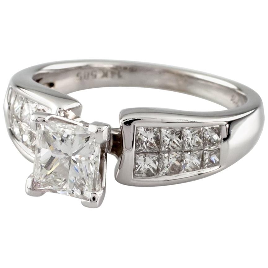 1.65 Carat Princess Cut Diamond 14 Karat White Gold Ring IGI Certified