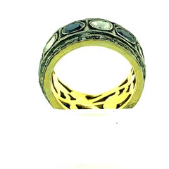 1.65 Carat Sapphire 1.24 Carat Diamonds Sterling Silver 14 Karat Gold Band
