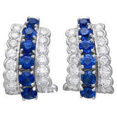 1.65 Carat Sapphire and 1.28 Carat Diamond Platinum Earrings by Tiffany & Co.