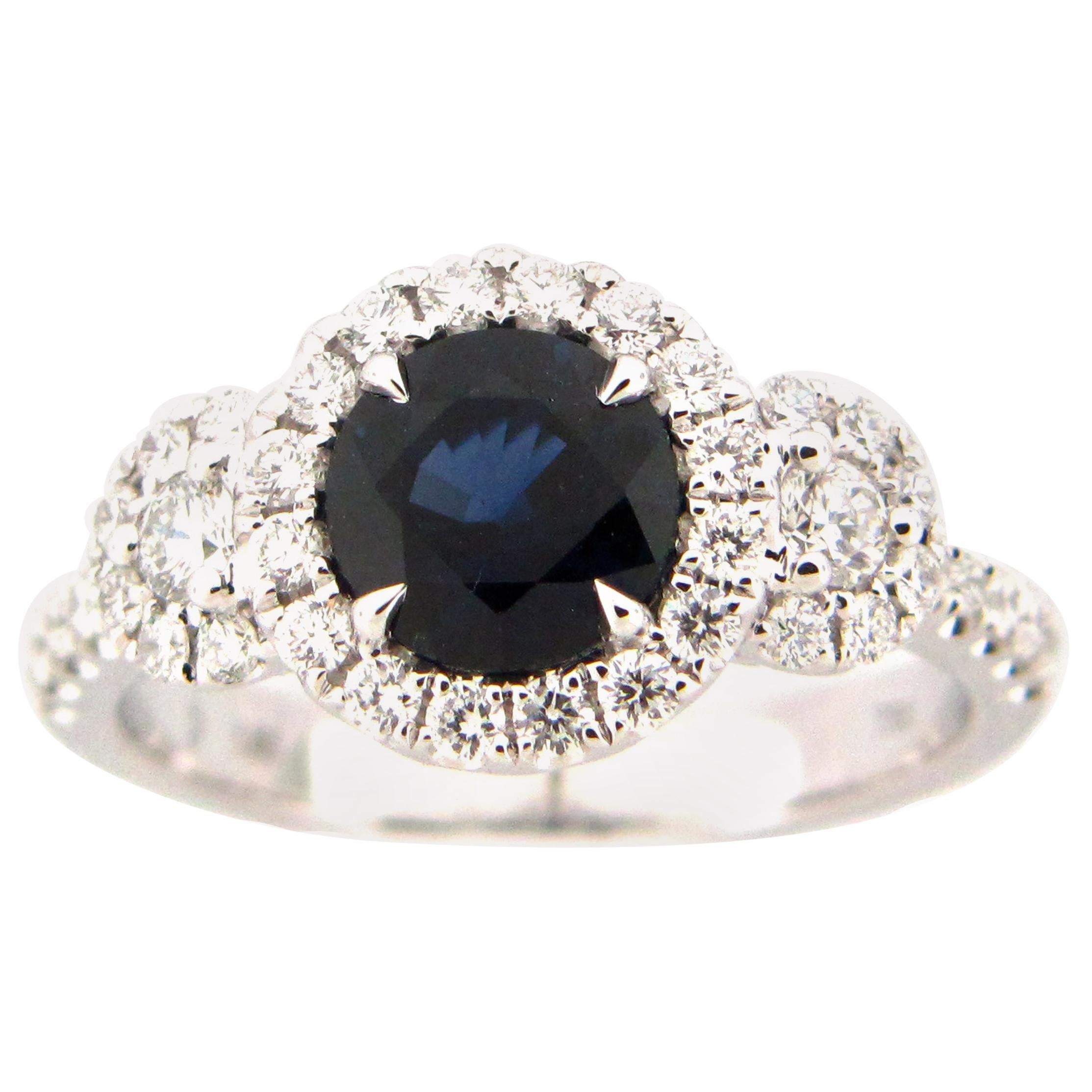 Anello cocktail con zaffiro e diamante da 1,65 carati in vendita