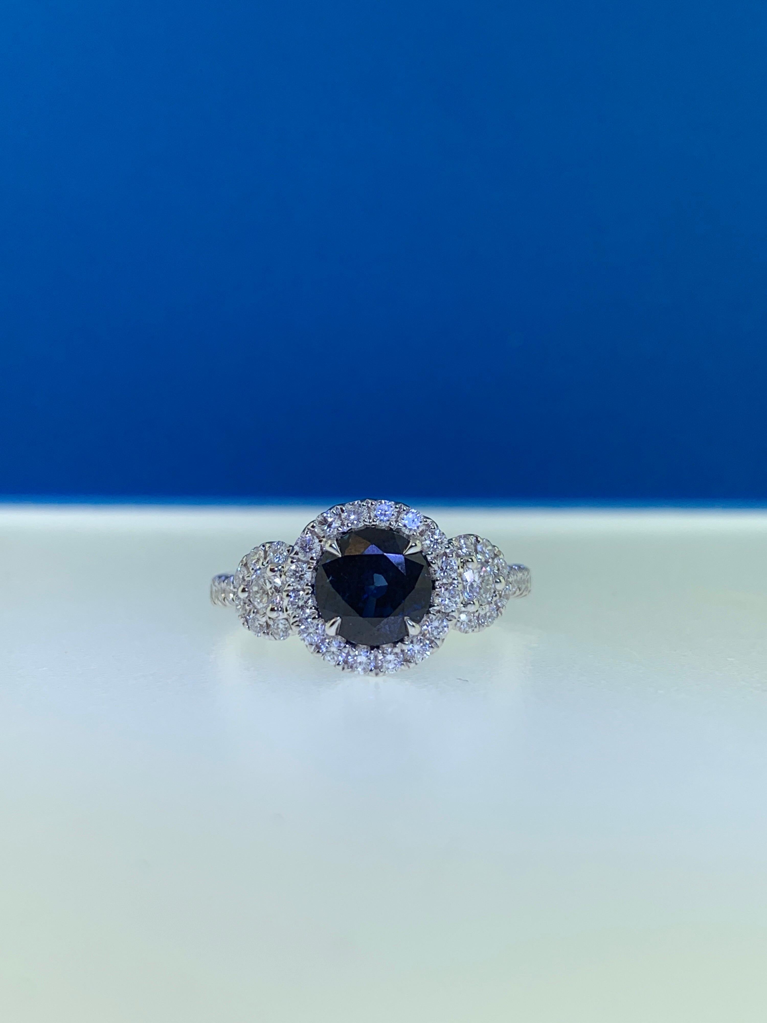 1.65 Carat Sapphire and Diamond Cocktail Ring For Sale 3