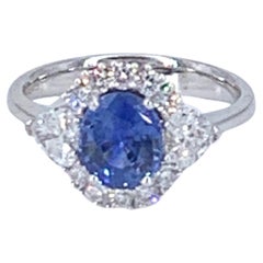 Contemporary 1.65 Carat Sapphire & 1.25 Carat Engagement Diamond Ring
