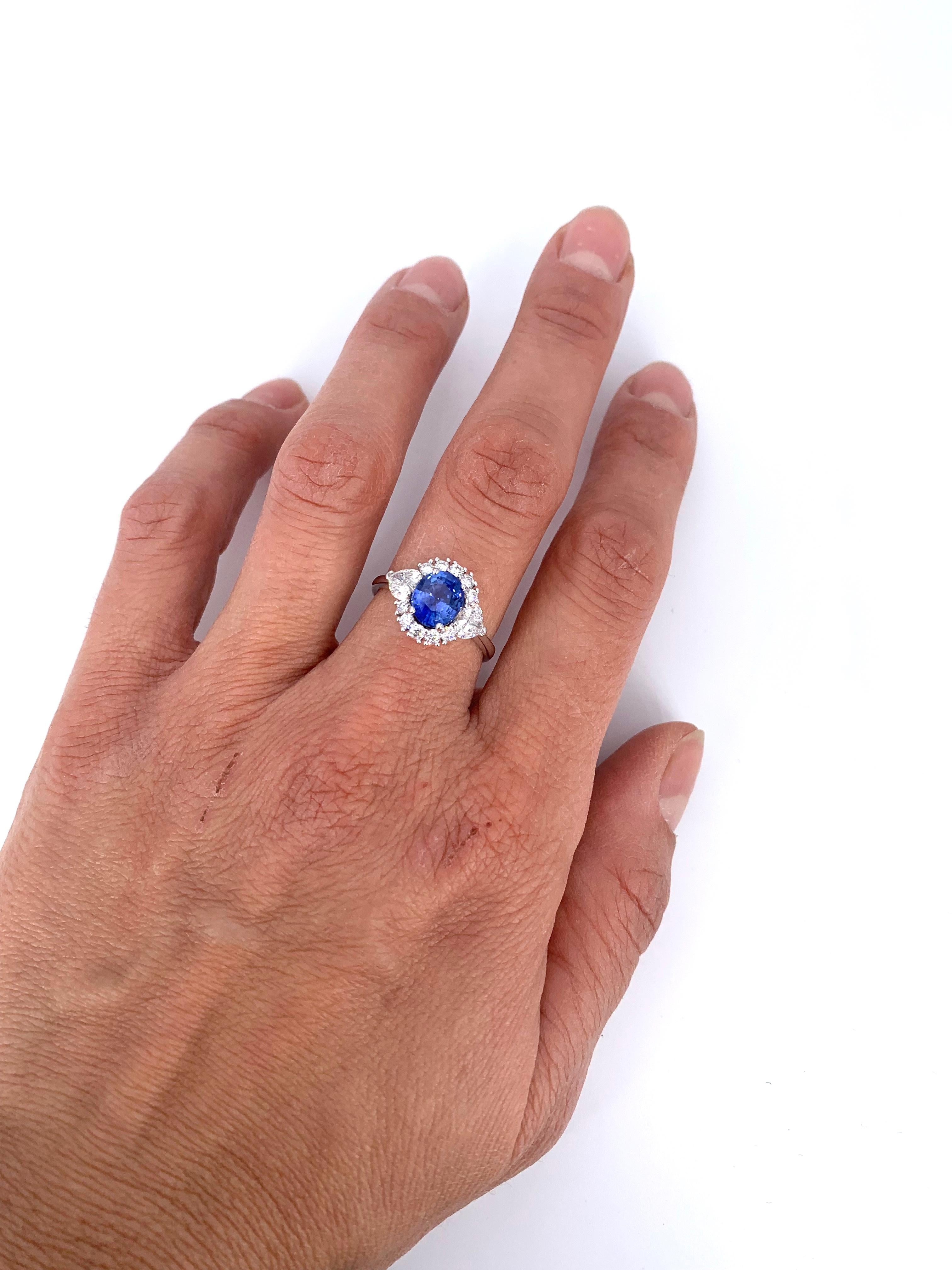 Contemporary 1.65 Carat Sapphire & 1.25 Carat Engagement Diamond Ring For Sale 2