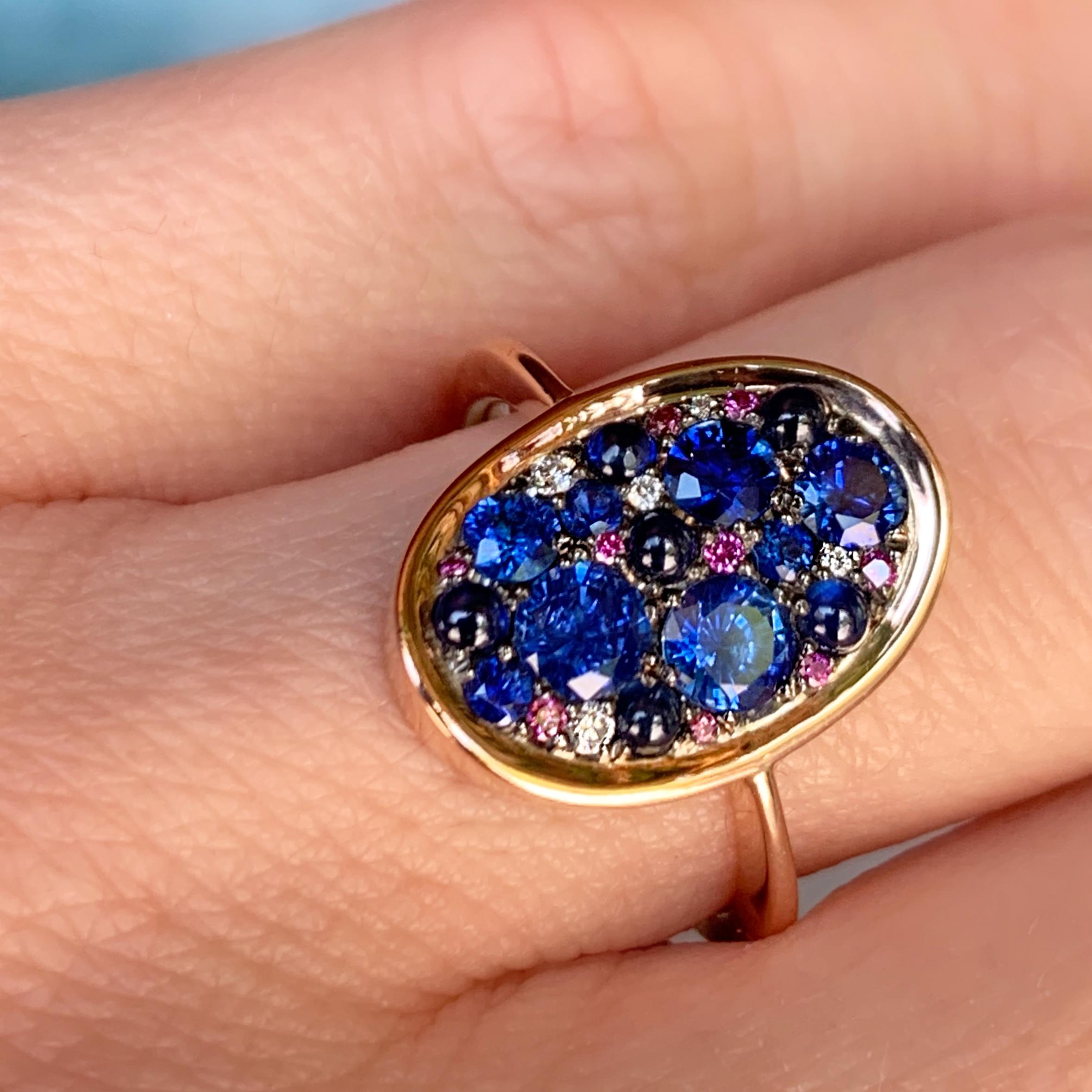 1.65 Carat Sapphire & Purple Diamond Pave Ring 6
