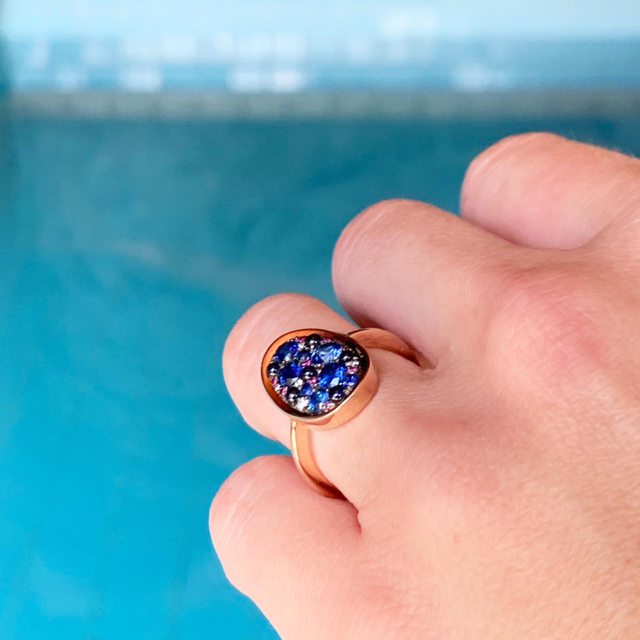 1.65 Carat Sapphire & Purple Diamond Pave Ring 9