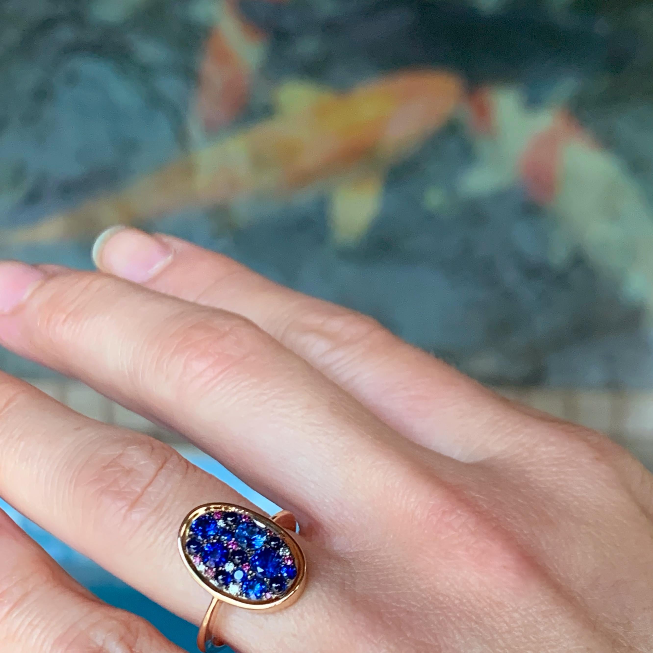1.65 Carat Sapphire & Purple Diamond Pave Ring 10