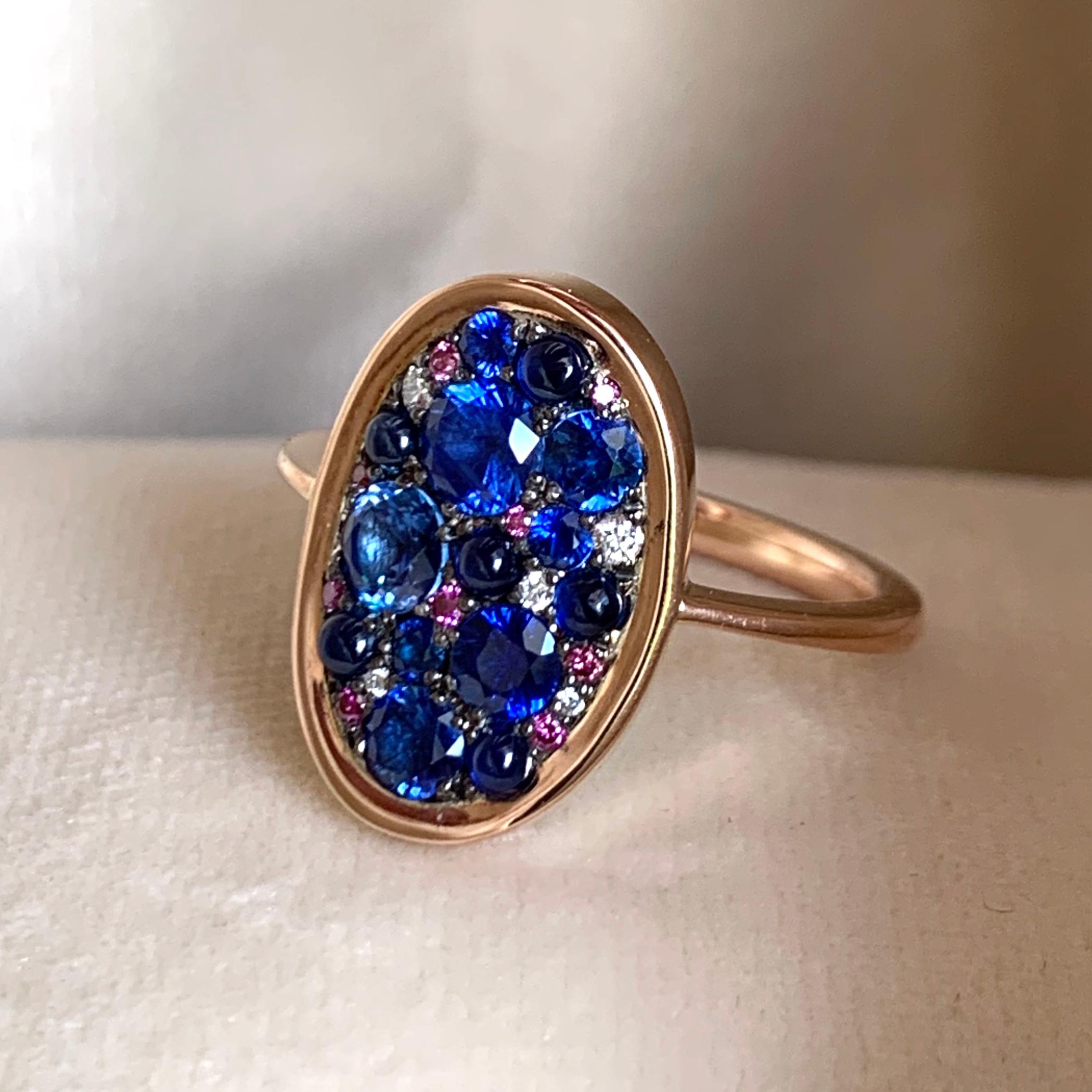 1.65 Carat Sapphire & Purple Diamond Pave Ring 5