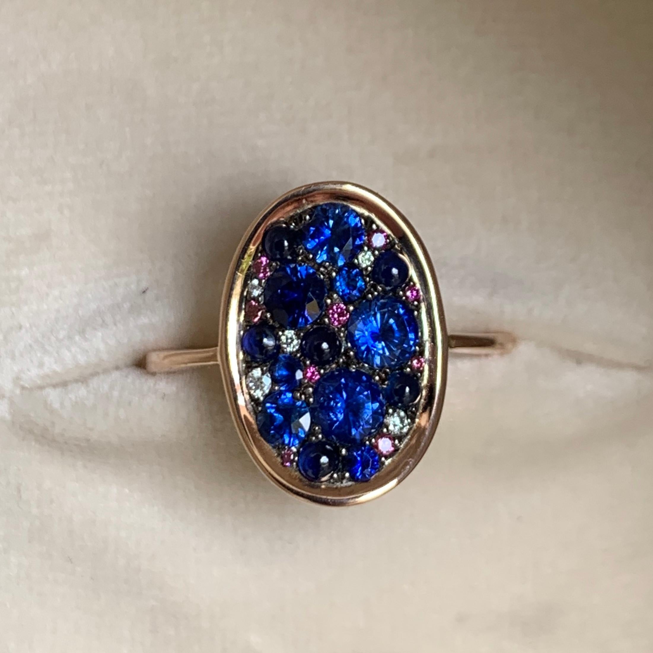 1.65 Carat Sapphire & Purple Diamond Pave Ring 13