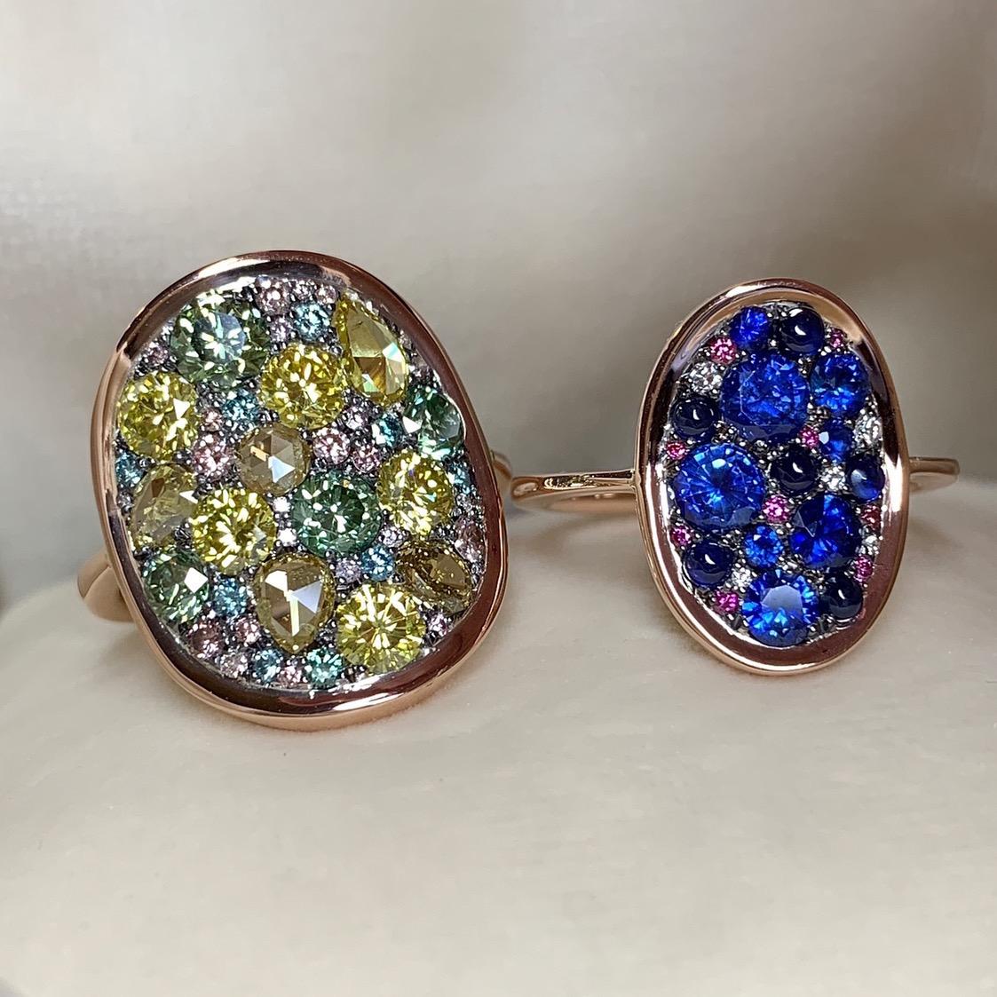 1.65 Carat Sapphire & Purple Diamond Pave Ring 12