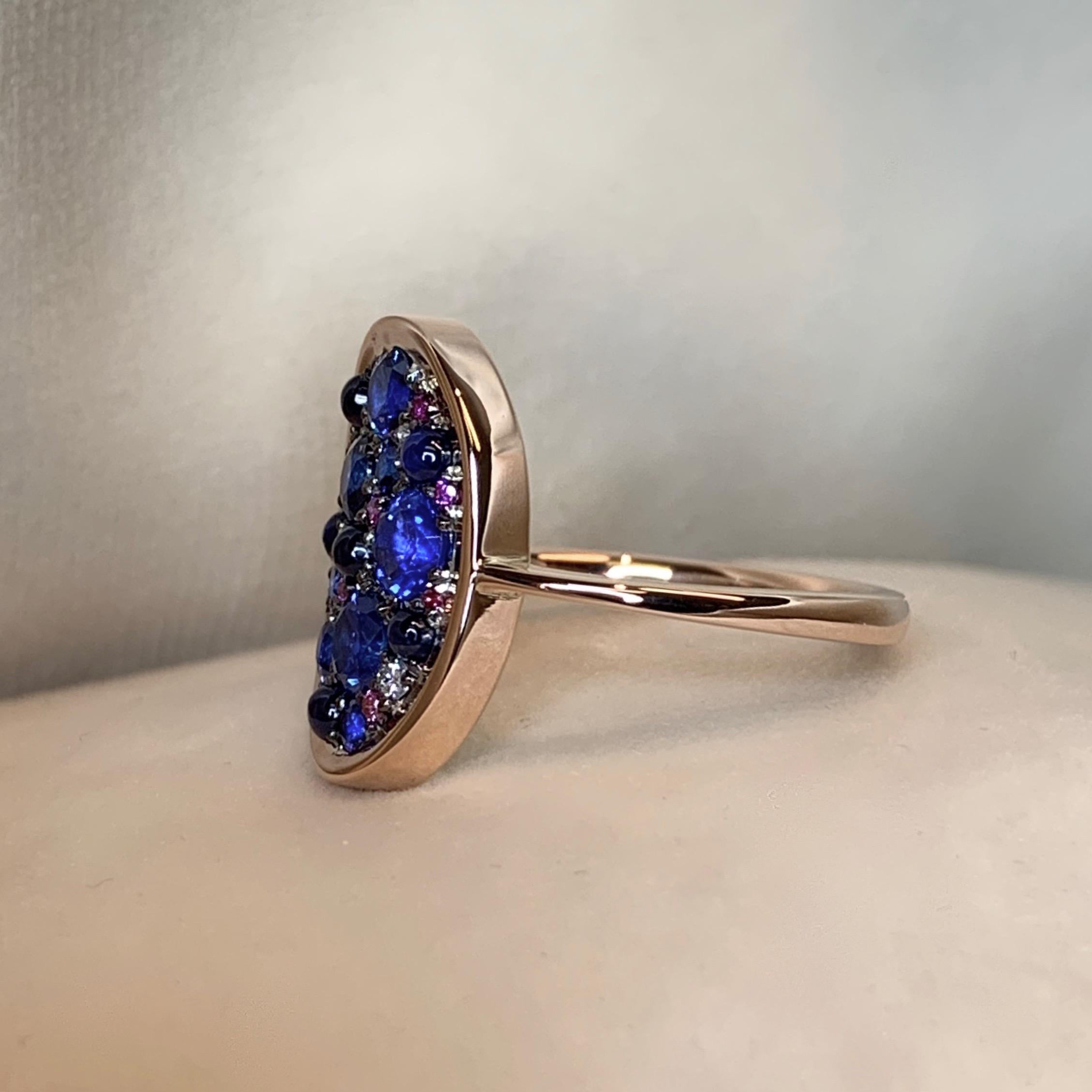 1.65 Carat Sapphire & Purple Diamond Pave Ring 3