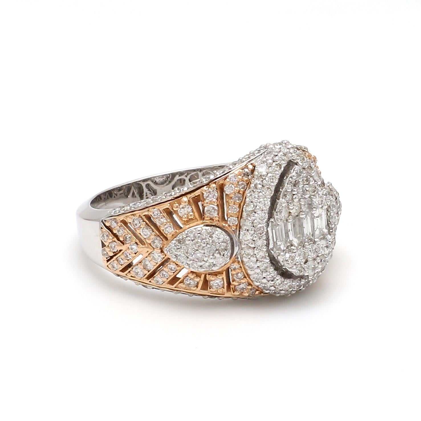 1,65 Karat SI Reinheit HI Farbe Baguette Diamant Kuppel Feiner Ring 14k Gelbgold im Angebot 1