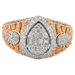 1,65 Karat SI Reinheit HI Farbe Baguette Diamant Kuppel Feiner Ring 14k Gelbgold