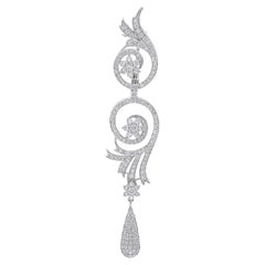 Colgante Broche Flor Diamante 1,65 Quilates Claridad SI Color HI Oro Blanco 18 Kilates