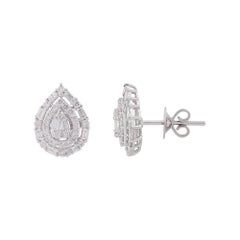 1,65 Karat SI/H Baguette-Diamant-Ohrstecker im Brillantschliff 14k Weißgold