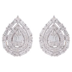 Orecchini con diamanti a perno da 1,65 carati SI/H taglio baguette Brilliante, oro bianco 14k