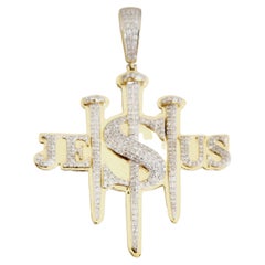 1.65 Carats Jesus Pendant Yellow Gold 14 Karat