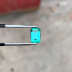 1.65 Carats Lagoon Blue Tourmaline Emerald Cut Gemstone for Jewellery