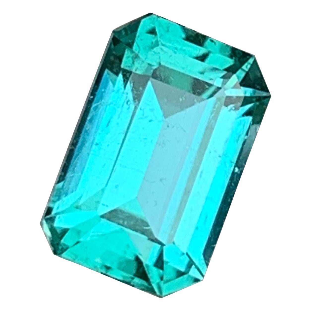 1.65 Carats Lagoon Blue Tourmaline Emerald Cut Gemstone for Jewellery