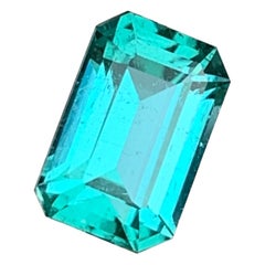 1.65 Carats Lagoon Blue Tourmaline Emerald Cut Gemstone for Jewellery