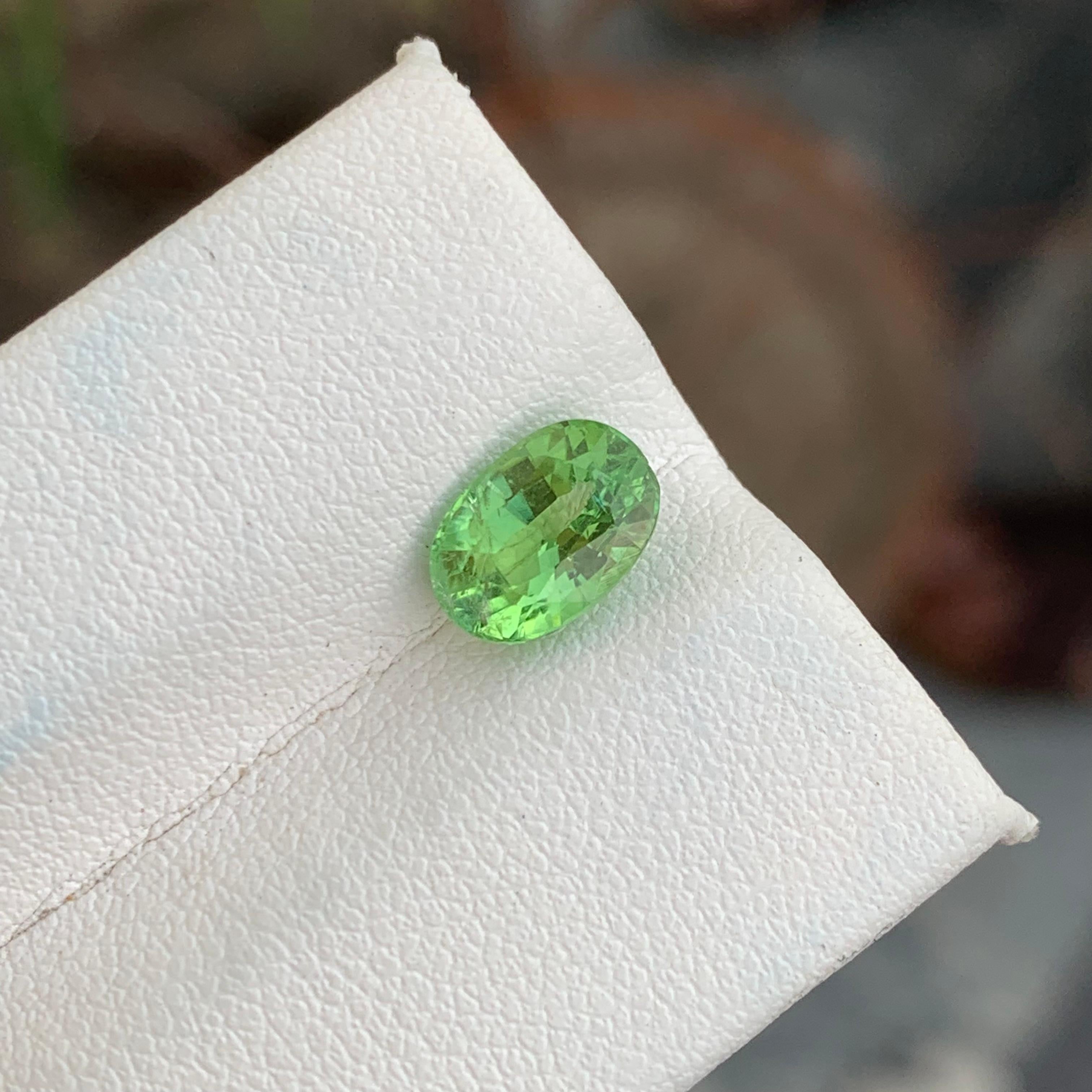 1.65 Carats Natural Loose Mint Green Tourmaline Oval Shape Ring Gemstone For Sale 3