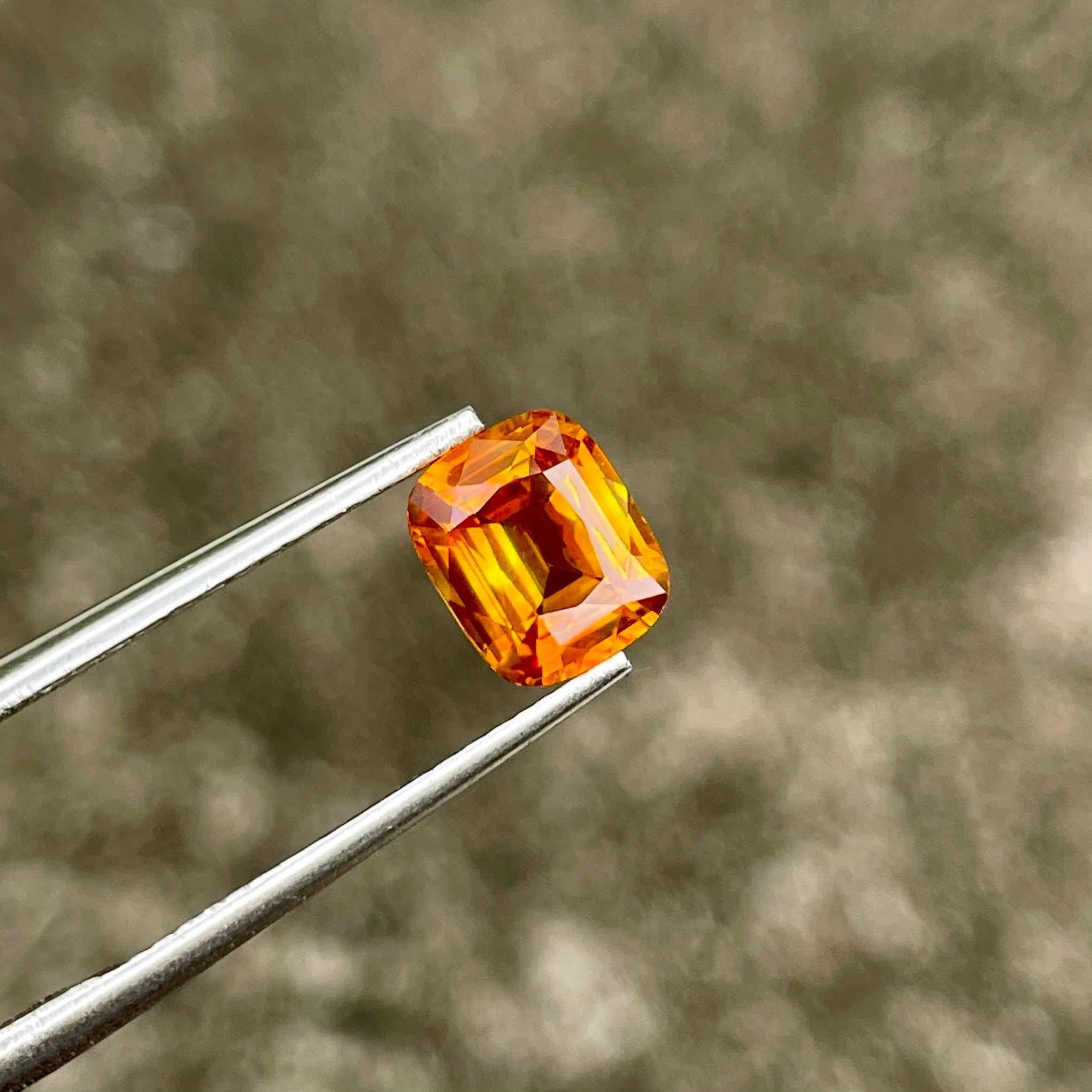 Weight 1.65 carats 
Dimensions 7.5x6.2x3.7 mm 
Treatment Heated 
Origin Sri Lanka 
Clarity Vvs 
Shape cushion 
Cut fancy cushion 



This exquisite 1.65 carat orange sapphire is a stunning natural gemstone originating from Sri Lanka, renowned for