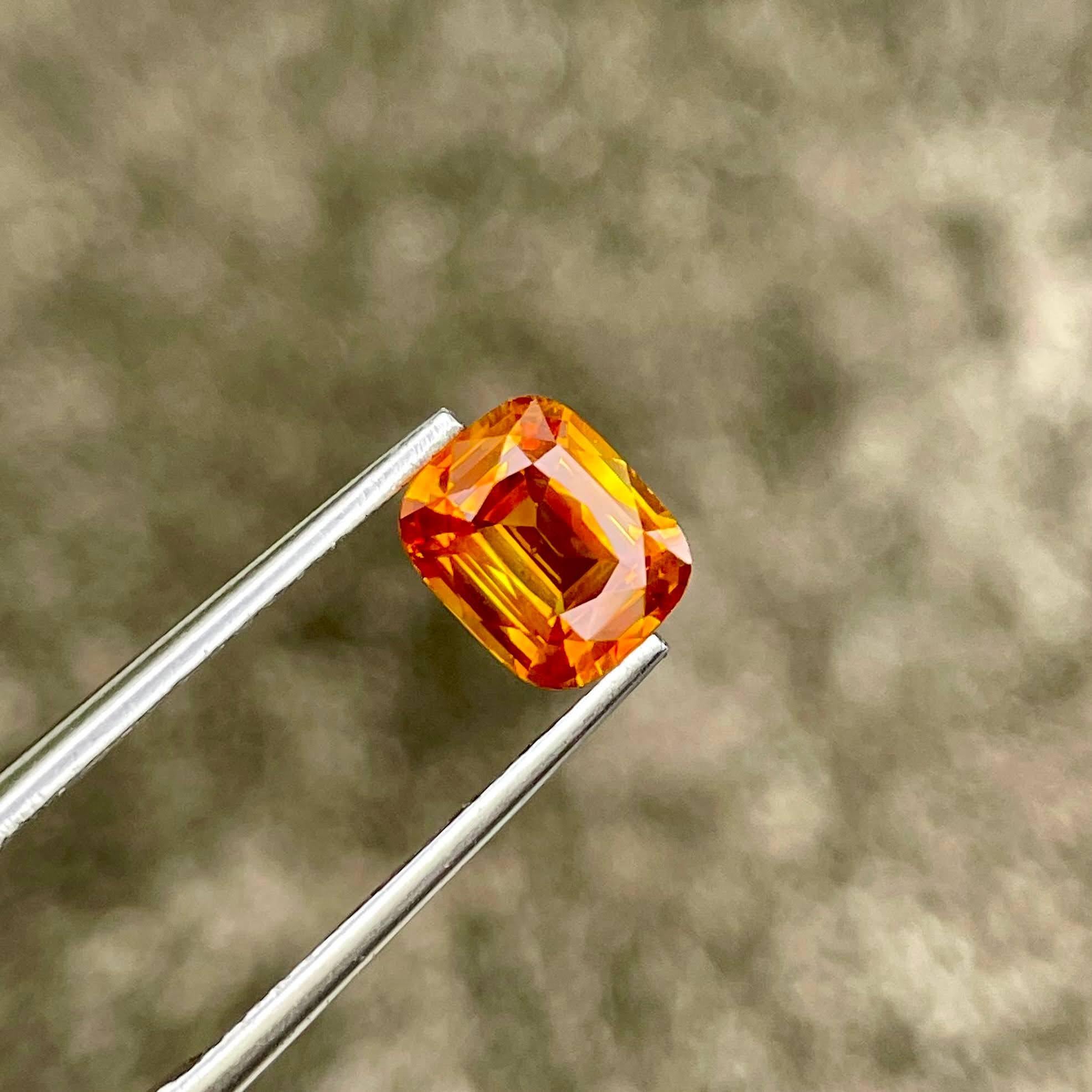 Modern 1.65 carats Orange Sapphire Stone Cushion Cut Natural Sri Lankan Gemstone For Sale