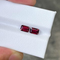 1.65 carats Red Burmese Spinel Stone Pair Emerald Cut Natural Gemstone