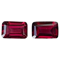 1.65 carats Red Burmese Spinel Stone Pair Emerald Cut Natural Gemstone