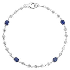Roman Malakov Diamonds 1.65 Carats Total Oval Sapphires By the Yard & Diamond Bracelet