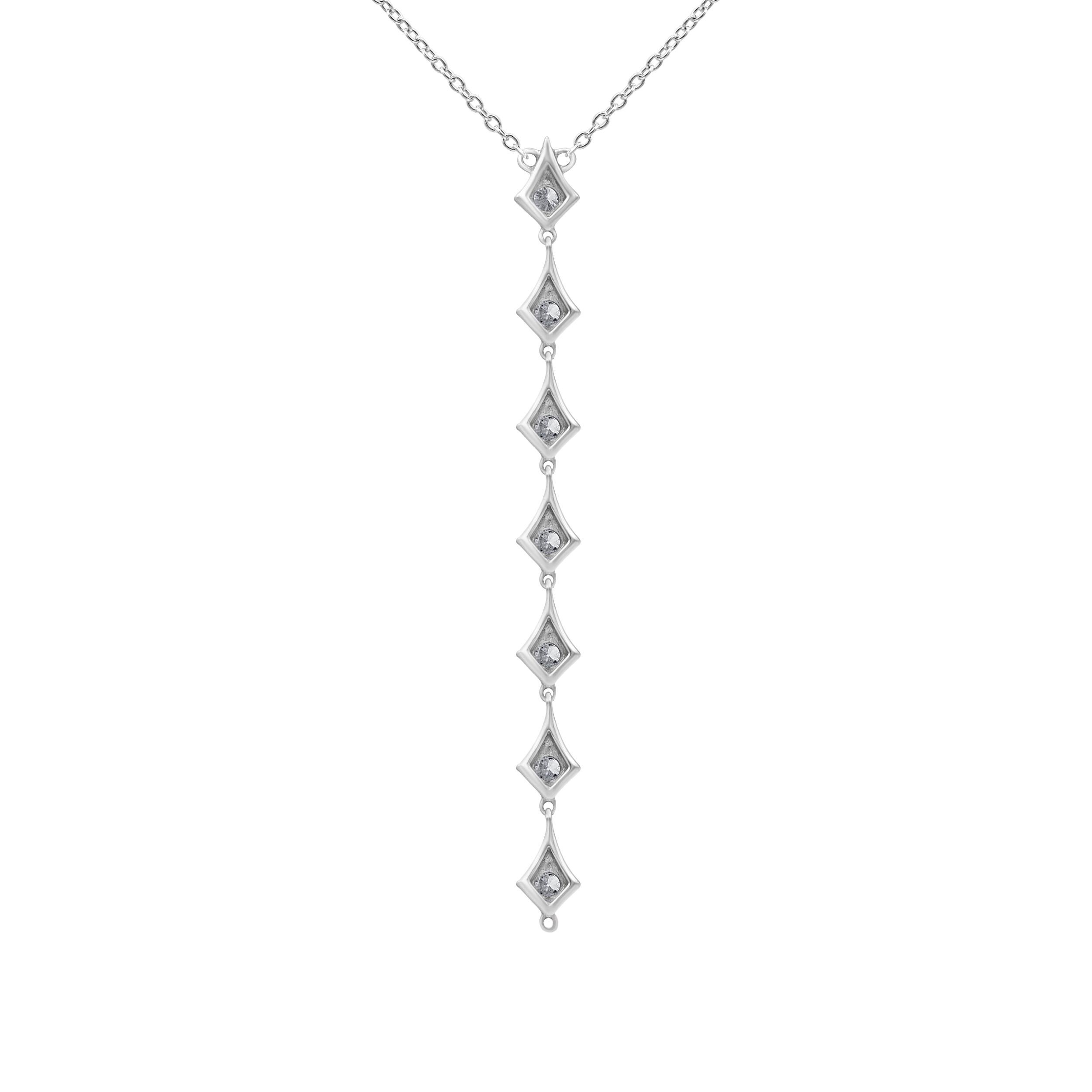 Modern 1.65 CT Diamond, 14K White Gold Prong Set Pendant Necklace For Sale