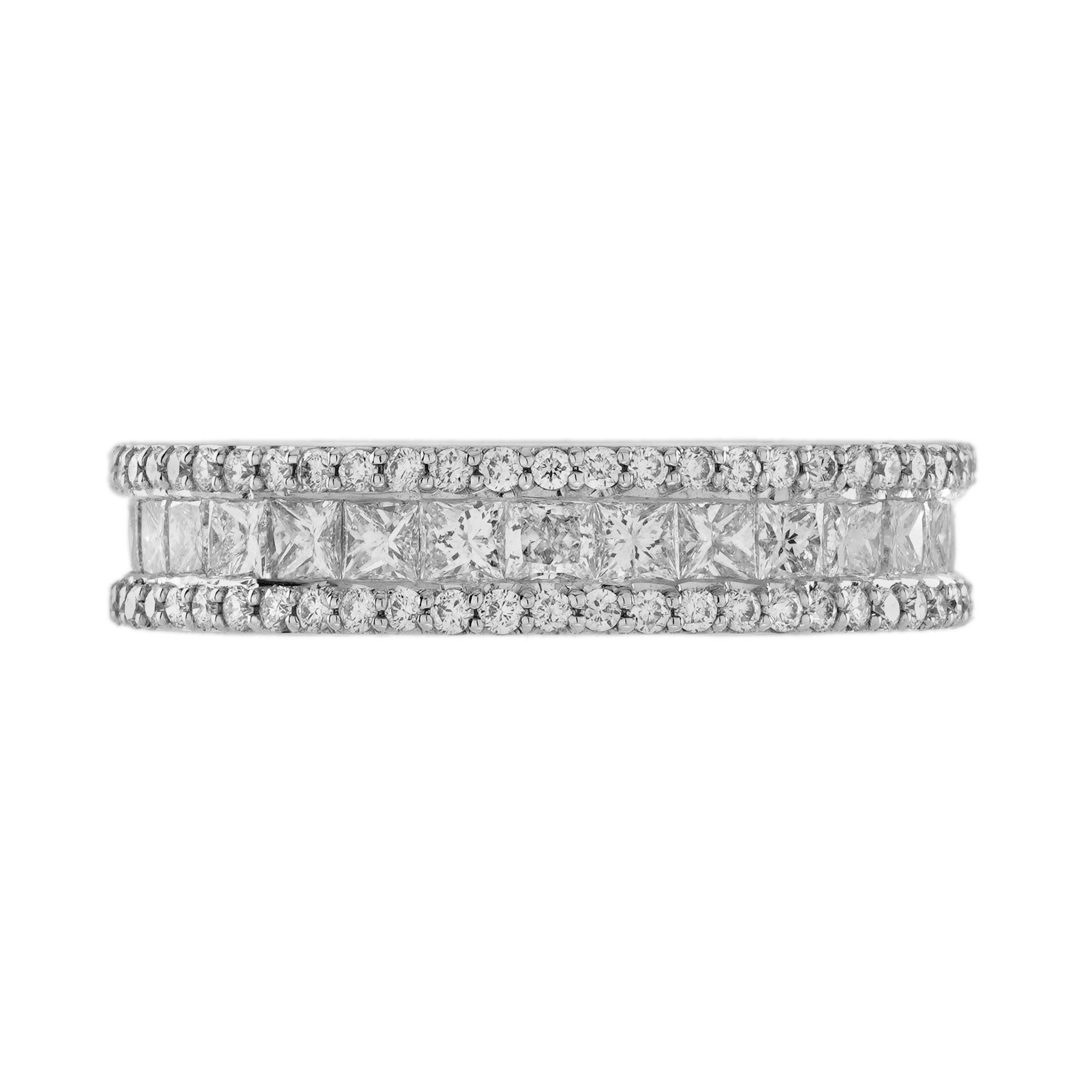 Art Deco 1.65 Ct. Diamond Eternity Wedding Band Ring in 18K White Gold