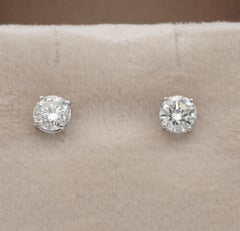 1.65 Carat Round Brilliant Cut Diamond Studs IGN Certified